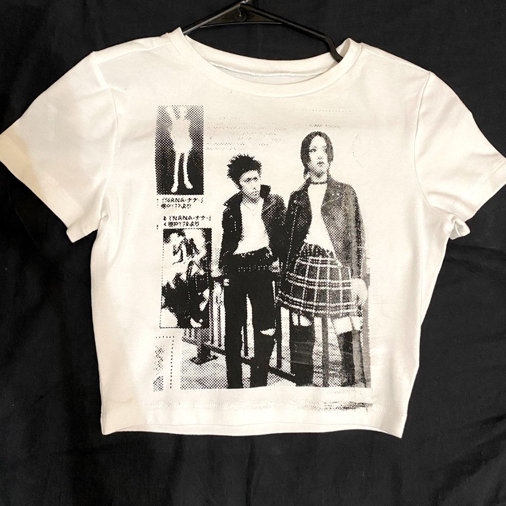 Punk style silk screen printed crop top tee